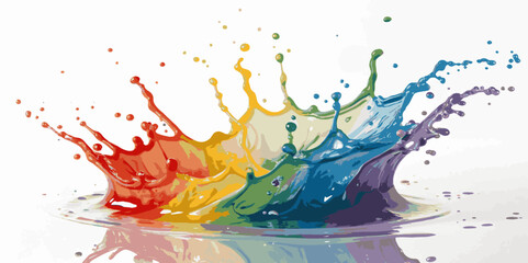 Abstract rainbow watercolor splash with ocean gradient effect spray paint style isolated on white background.