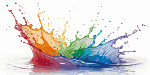 Abstract rainbow watercolor splash with ocean gradient effect spray paint style isolated on white background.