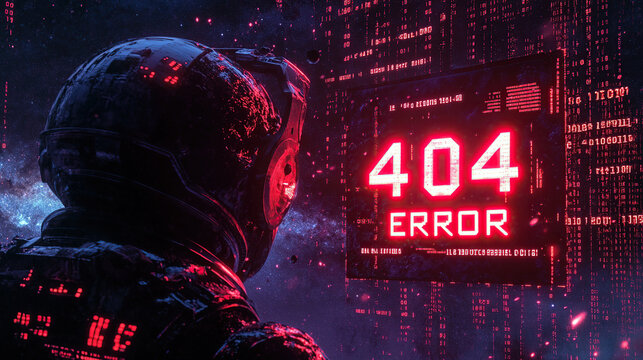 Futuristic Astronaut 404 Error Digital Glitch