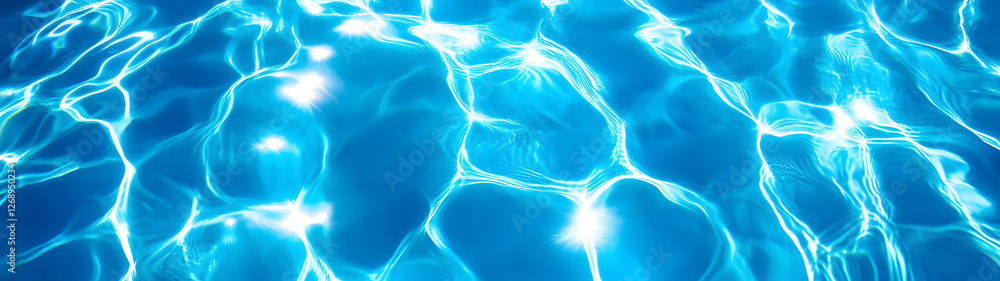 Poster Mesmerizing abstract background of shimmering light reflections and ripple patterns in a crystal clear blue swimming pool  Serene and tranquil underwater scene with a glassy hypnotic