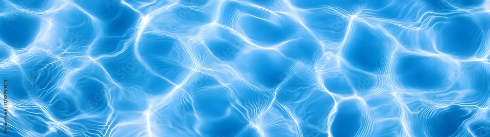 Poster Mesmerizing abstract pattern of water ripples and reflections in serene soothing shades of blue  Tranquil calming and visually captivating digital artwork perfect for use in nature wellness