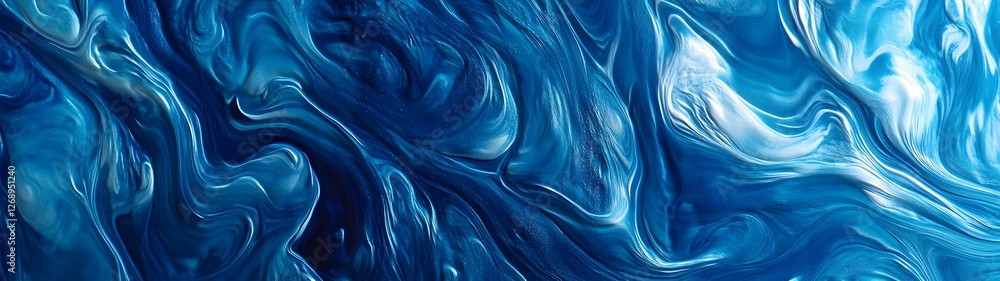 Leinwandbilder Mesmerizing blue fluid motion abstract digital art background with dynamic swirling waves smooth curves and organic liquid textures  Captivating contemporary design for creative projects
