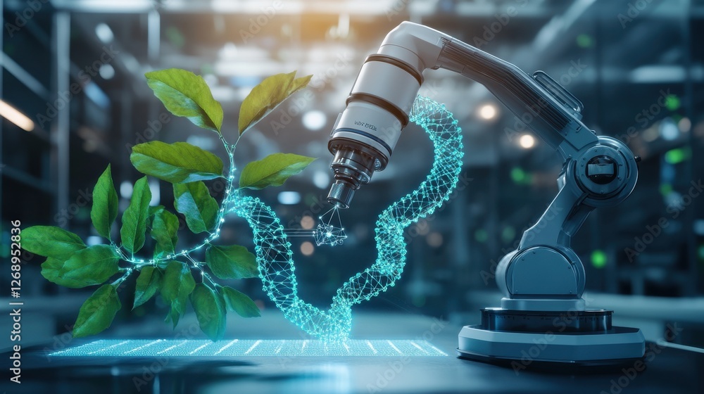 Poster a high-tech gene synthesis machine creating customized dna sequences for scientific research.