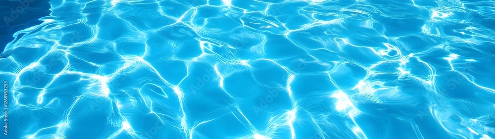 Poster Mesmerizing Ripples and Reflections in a Shimmering Blue Swimming Pool  Serene and calming water surface with glistening waves and patterns inviting relaxation and tranquility
