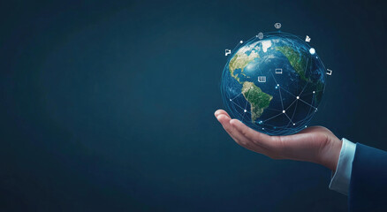 Global Network Connectivity Hand Holding Earth Sustainable Technology