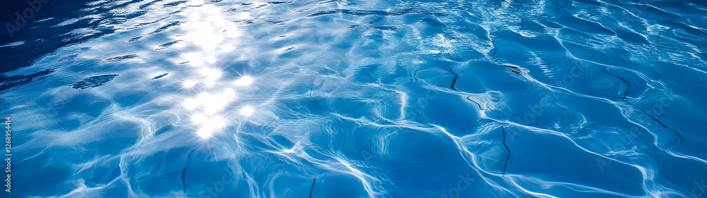 Aufkleber Mesmerizing underwater reflection of sunlight dancing on the serene surface of a pristine swimming pool creating a captivating and tranquil scene that invites relaxation and rejuvenation