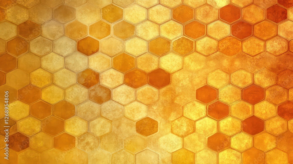 Poster a repeating honeycomb pattern with soft yellow and warm orange tones, creating a cozy, inviting atmo