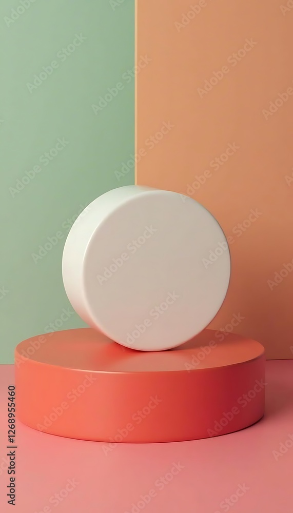 Poster generative ai rendering showcasing cylindrical forms in pastel hues
