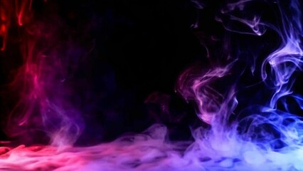 Fototapeta premium Dramatic smoke and fog in contrasting vivid red, blue, and purple colors. Vivid and intense abstract background or wallpaper. 