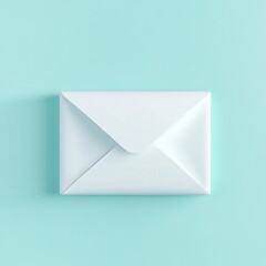 Minimalist White Envelope on Blue Background with Copy Space