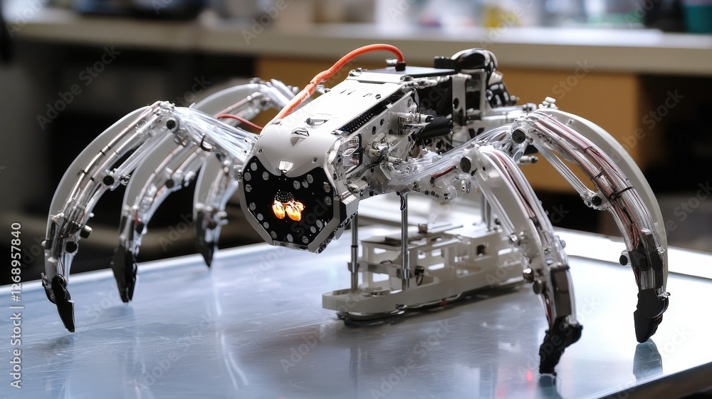 Poster a robotics innovation project where engineers design and test cutting-edge robots capable of perform