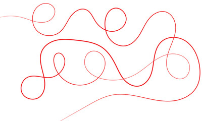 Thread line seamless pattern. Curvy intersections of ropes in organic smooth print. Abstract squiggly modern background with continuous lines. Vector Illustration .