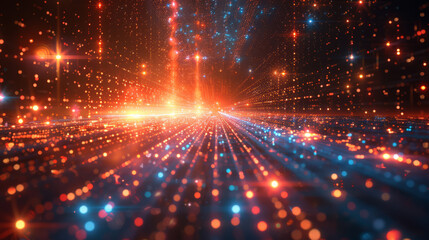 Futuristic glowing data stream
