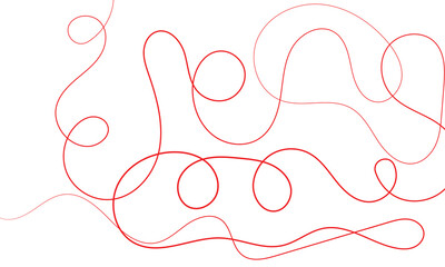 Thread line seamless pattern. Curvy intersections of ropes in organic smooth print. Abstract squiggly modern background with continuous&nbsp;lines. Vector Illustration .