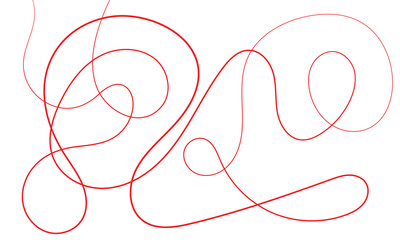 Thread line seamless pattern. Curvy intersections of ropes in organic smooth print. Abstract squiggly modern background with continuous lines. Vector Illustration .