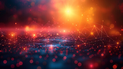 Fototapeta premium Technology Starry Lights Hanging Against a Dreamy Blurred Background