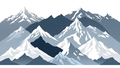 Majestic Mountain Silhouettes: A Timeless Panorama of Icy Gradients and Clean Lines