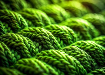 Green Knitting Pattern in Low Light, Cozy Winter Yarn Texture