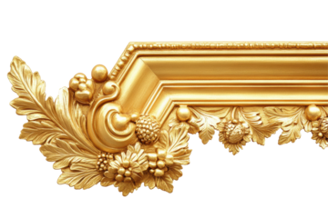 Isolated Ornate Golden Frame Corner Detail