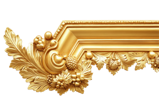 Isolated Ornate Golden Frame Corner Detail