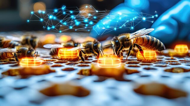 Honeybees Working Hive Digital Overlay Technology