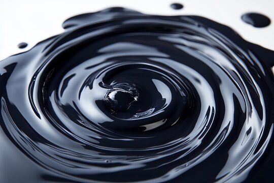 Elegant abstract design  swirling blue and black liquid patterns on white canvas with silver accent