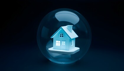 Blue house in a bubble