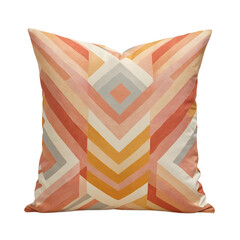 A decorative pillow on a white table with a white background.