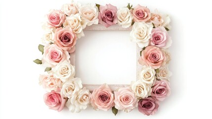 Elegant Floral Frame with Soft Pink and White Roses Decoration