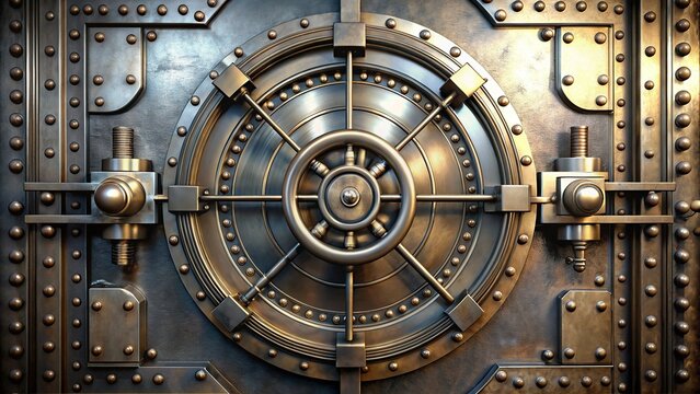 Antique Metal Vault Door with Rivets - Isolated Transparent Background Stock Photo