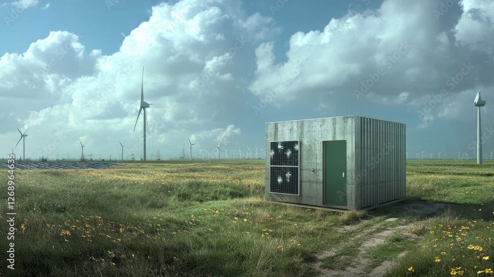 Poster a research lab testing innovative ccus techniques powered by solar and wind.