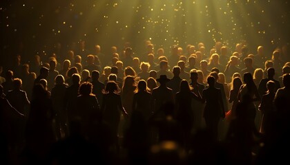 Obraz premium Dance of Unity and Diversity: A Shimmering Symphony of Silhouettes
