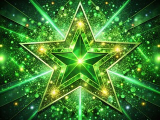 Geometric Green Star Glitter Abstract Background Poster Design
