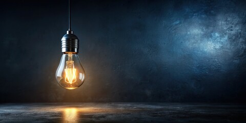 Glowing Light Bulb in Dark: Business Innovation & Creative Ideas Concept