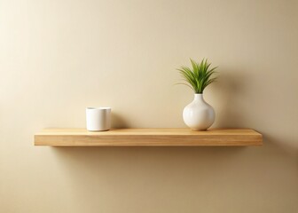Modern Minimalist Shelf Mockup: Product Display & Branding Space on Simple Background