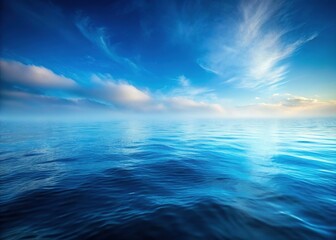 Obraz premium Serene Minimalist Seascape: Foggy Blue Ocean Horizon