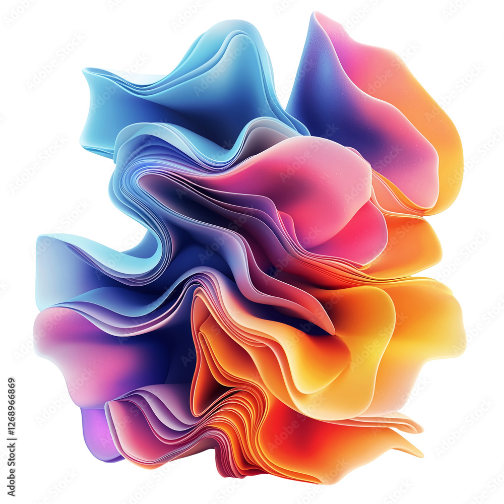 Poster vibrant abstract shapes: colorful gradient design art vector isolated on transparent background
