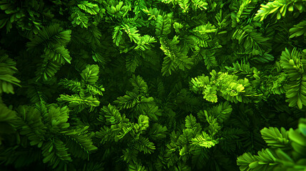 Fototapeta premium Overhead View of Vibrant Green Foliage Forming a Dense Forest Canopy