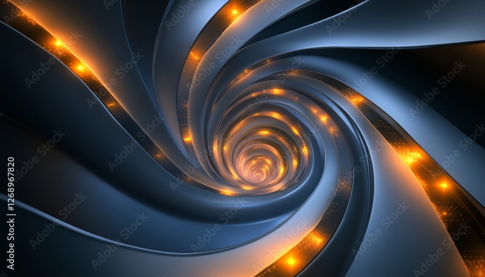 Aufkleber futuristic spiral design with sharp edges and glowing lights, evoking a portal to another dimension