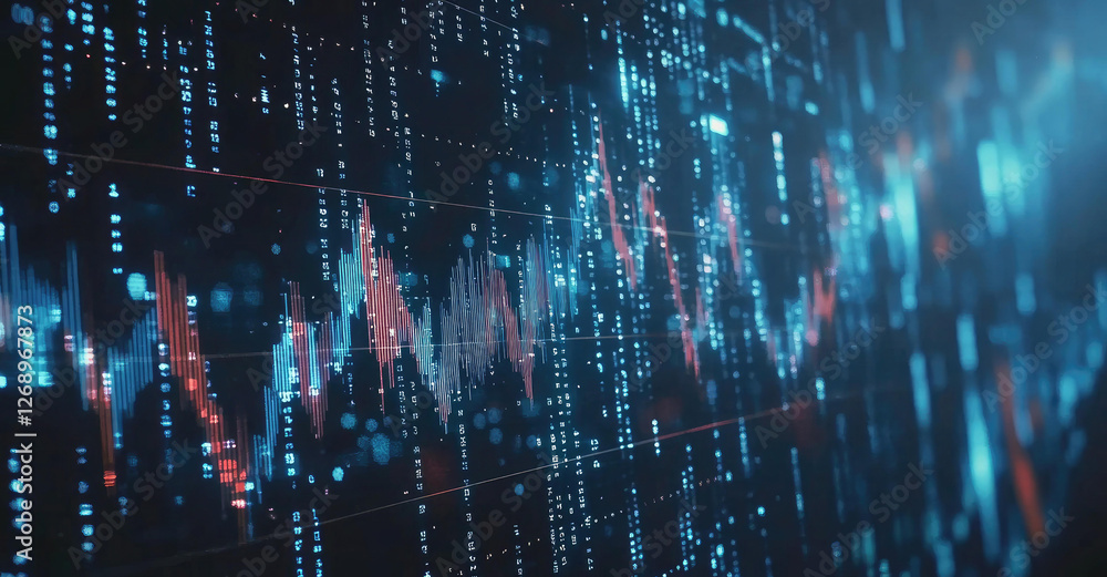 Poster abstract visualization of dynamic data streams and financial market trends in cyberspace