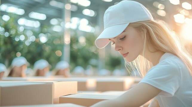 Group of volunteers packing boxes with essential supplies for disaster relief, symbolizing the collective spirit of humanity and willingness to help those in need. - Powered by Adobe