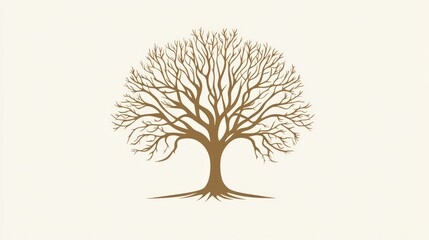 Naklejka premium Bare tree, winter, branches, roots, design, nature, illustration, background