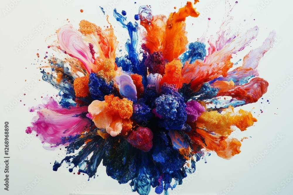 Aufkleber captivating slow motion display of vibrant paint droplets in a dynamic artistic composition