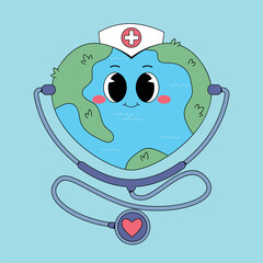 Cute earth waering stethoscope