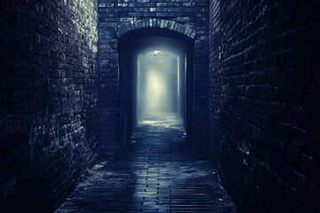 Obraz premium Dark Foggy Alley with Mysterious Light