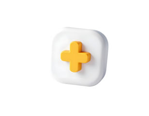 A Bright and Cheerful 3D Symbol of Addition in Vibrant Yellow Set Against a Clean Background