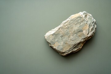 Naklejka premium A single piece of flat layered rock on plain background