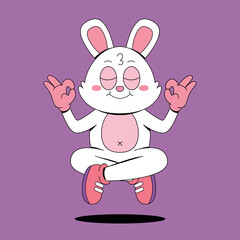 Cute bunny doing yoga pose cartoon