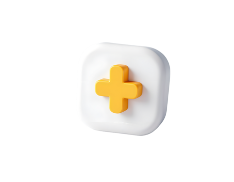A Bright and Cheerful 3D Symbol of Addition in Vibrant Yellow Set Against a Clean Background