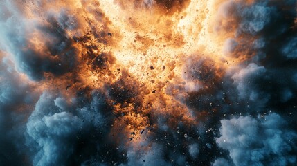 Explosive Chaos: A Close-Up of Radiant Eruption and Expanding Debris